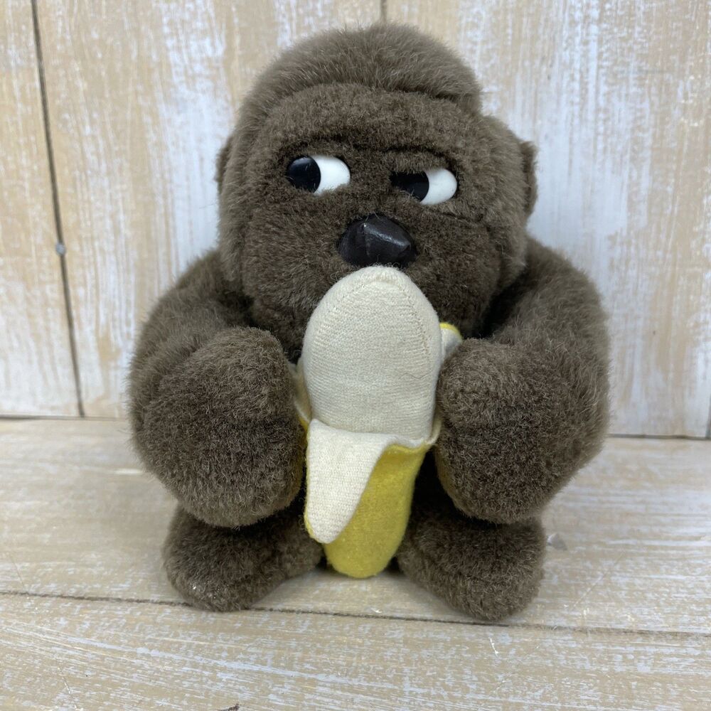 Vintage 1989 Embrace Goo-Goo Plush Gorilla with Banana Side Eyes 6" Plush